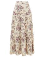 Matchesfashion.com Sir - Avery Floral Print Tiered Silk Maxi Skirt - Womens - Multi