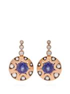 Matchesfashion.com Selim Mouzannar - Diamond, Tanzanite & 18kt Rose Gold Earrings - Womens - Blue