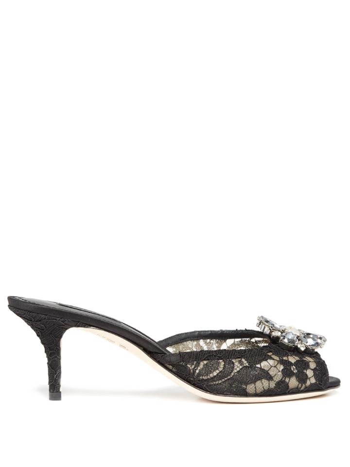 Dolce & Gabbana Crystal-embellished Lace Mules