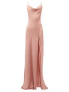 Matchesfashion.com Jonathan Simkhai - Cowl Neck Charmeuse Slip Dress - Womens - Pink
