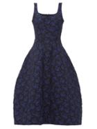 Matchesfashion.com Simone Rocha - Scoop-neck Floral-brocade Dress - Womens - Navy Print
