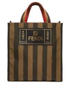 Matchesfashion.com Fendi - Logo Patch Striped Canvas Tote - Mens - Brown Multi
