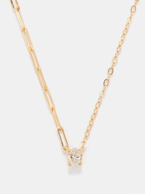 Yvonne Leon - Diamond & 18kt Gold Mixed-chain Necklace - Womens - Gold Multi