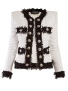 Matchesfashion.com Balmain - Bi Colour Tweed Jacket - Womens - White Black