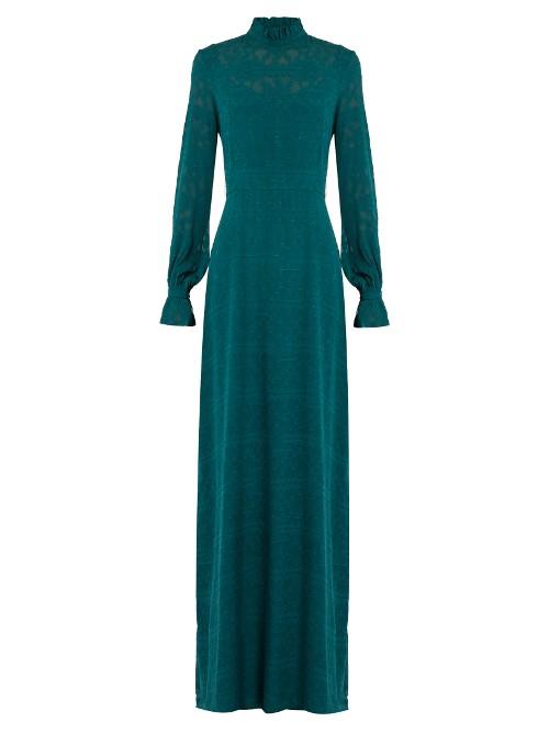 Saloni Mary Long-sleeved Fil Coup Silk Gown