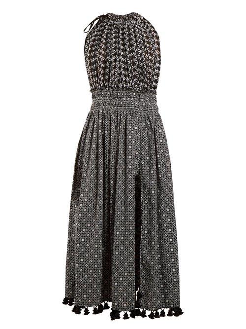 Matchesfashion.com Altuzarra - Vivienne Broderie Anglaise Gathered Dress - Womens - Black Print