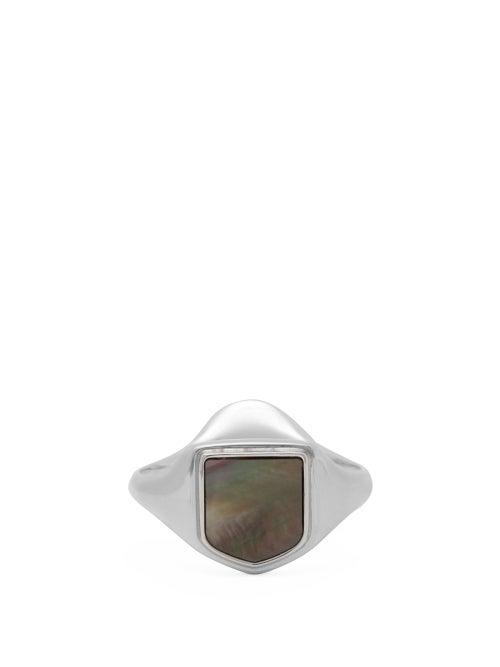 Matchesfashion.com Maison Margiela - Mother Of Pearl Sterling Silver Signet Ring - Mens - Silver Multi