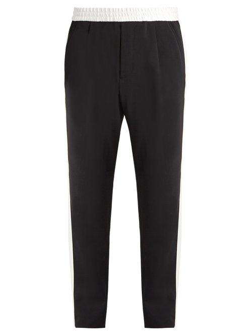 Matchesfashion.com Berluti - Side Stripe Wool Blend Trousers - Mens - Black
