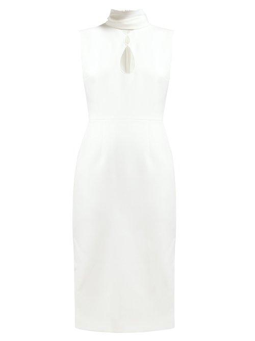 Matchesfashion.com Roksanda - Ilexa Scarf Neck Keyhole Crepe Midi Dress - Womens - Ivory