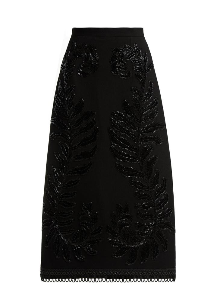 Andrew Gn Wool Embellished-leaf Midi Skirt