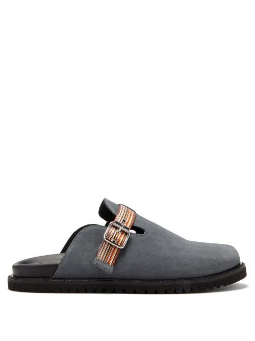 Matchesfashion.com Paul Smith - Mesa Buckled-strap Suede Slides - Mens - Grey