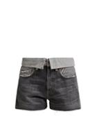 Matchesfashion.com Jean Atelier - Flip Fold Over Denim Shorts - Womens - Grey