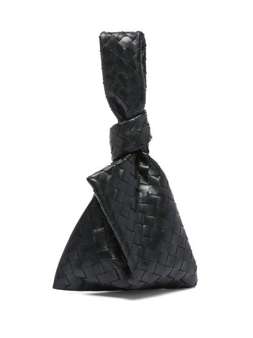 Matchesfashion.com Bottega Veneta - Bv Mini Twist Knotted Intrecciato Leather Pouch - Womens - Black