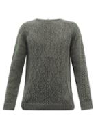 Loewe - Latticed Mohair-blend Sweater - Mens - Light Green