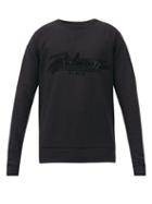 Matchesfashion.com Balmain - Flocked-logo Cotton-jersey Sweatshirt - Mens - Black