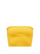 Chlo - Strapless Ribbed-knit Wool-blend Cropped Top - Womens - Yellow