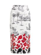 Matchesfashion.com No. 21 - Palm Print Sequinned Twill Pencil Skirt - Womens - White Multi