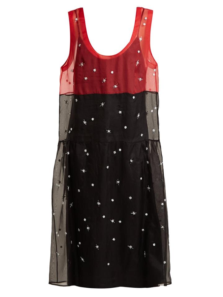 Miu Miu Scoop-neck Embroidered Organza Dress