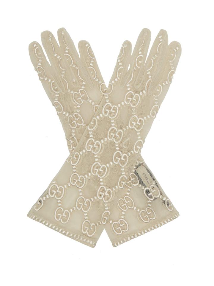 Gucci Gg-embroidered Lace Gloves