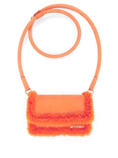 Jacquemus - Rond Faux-shearling And Suede Handbag - Womens - Orange