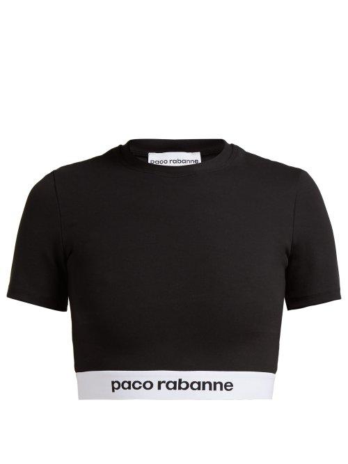 Matchesfashion.com Paco Rabanne - Bodyline Logo Jacquard Crop Top - Womens - Black