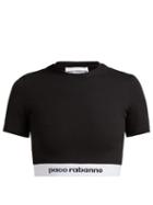 Matchesfashion.com Paco Rabanne - Bodyline Logo Jacquard Crop Top - Womens - Black
