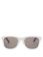 Matchesfashion.com Saint Laurent - Glittered Square Leather Sunglasses - Womens - Silver