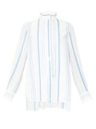 Matchesfashion.com Chlo - Ruffle-trimmed Striped Blouse - Womens - Blue White