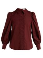 Matchesfashion.com See By Chlo - Broderie Anglaise Cotton Poplin Blouse - Womens - Burgundy