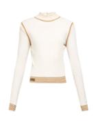 Matchesfashion.com Fendi - Mesh Sleeve Knitted Silk Top - Womens - White