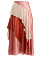 Matchesfashion.com Roksanda - Mahria Layered Silk Satin Skirt - Womens - Pink Multi