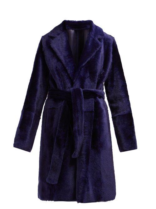 Matchesfashion.com Yves Salomon - Lacon Shearling Coat - Womens - Blue