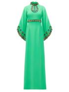 Matchesfashion.com Andrew Gn - Sequinned Fluted-sleeve Crepe Gown - Womens - Green