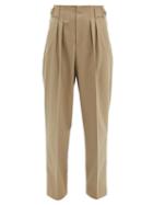 Matchesfashion.com Maison Kitsun - Pleated Twill Wide-leg Trousers - Mens - Khaki