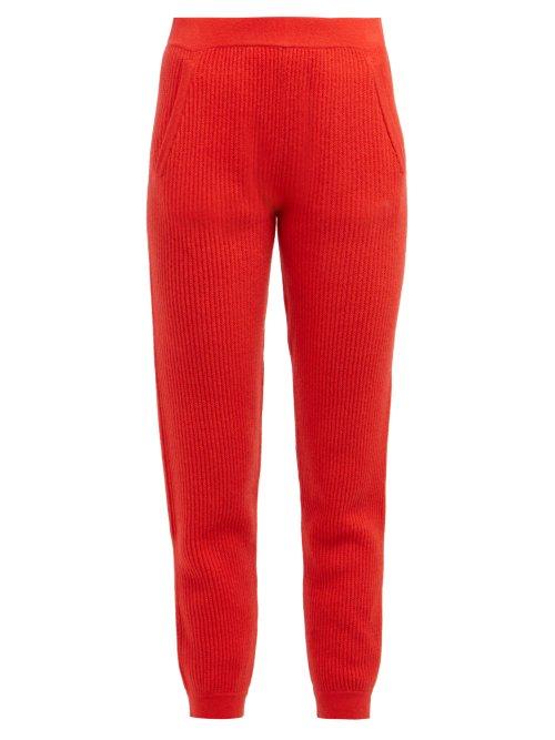 Matchesfashion.com Allude - Ribbed Knit Cashmere Sweatpants - Womens - Red