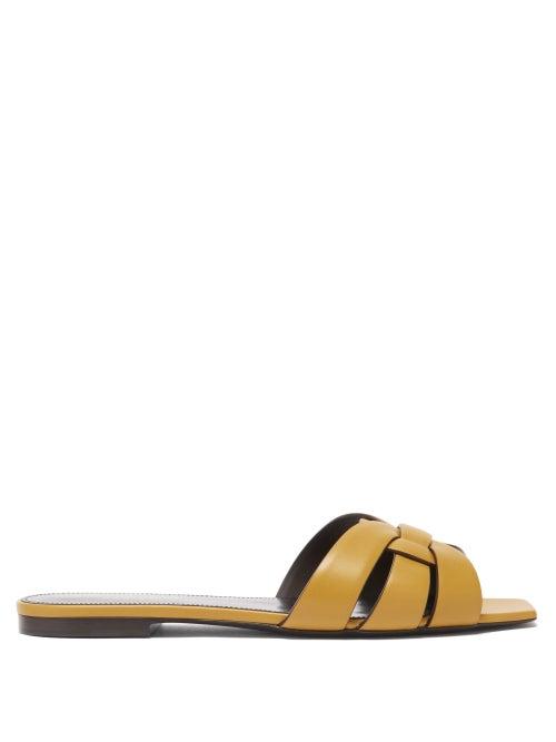 Matchesfashion.com Saint Laurent - Tribute Leather Slides - Womens - Dark Yellow