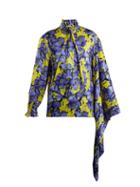 Matchesfashion.com Balenciaga - Poppy Print Silk Jacquard Shirt - Womens - Purple Multi