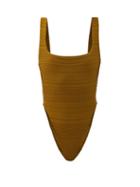 Matchesfashion.com Mara Hoffman - Idalia Pleated Recycled-fibre Swimsuit - Womens - Dark Green