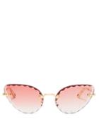 Matchesfashion.com Chlo - Rosie Cat Eye Metal Sunglasses - Womens - Pink Gold