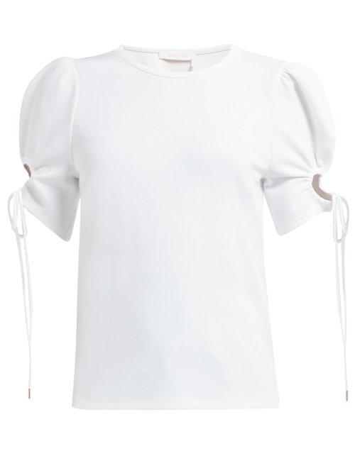 Matchesfashion.com See By Chlo - Cut Out Sleeve Crepe Blouse - Womens - White