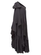 Matchesfashion.com Rochas - One-shoulder Asymmetric Ruffled Silk Gown - Womens - Black