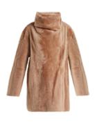 Matchesfashion.com Yves Salomon - High Collar Shearling Coat - Womens - Light Pink