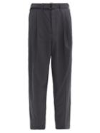 Matchesfashion.com Lemaire - Pleated Twill Straight-leg Trousers - Mens - Dark Grey