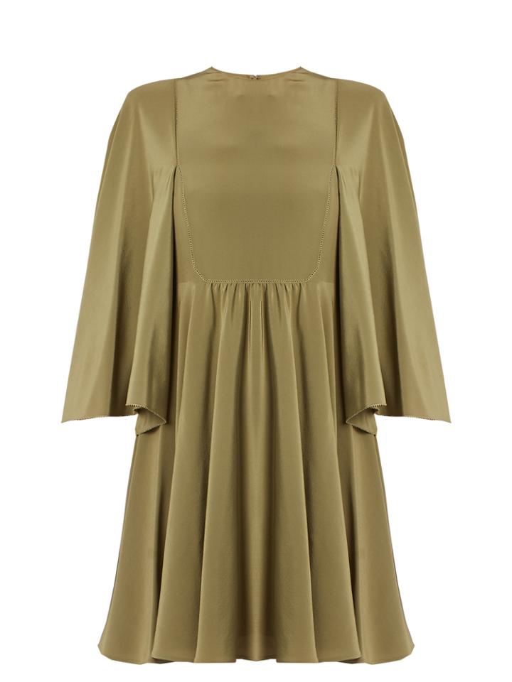 Valentino Cape-sleeve Silk Crepe De Chine Dress