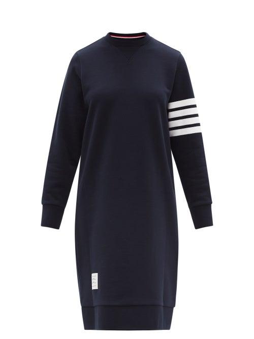 Matchesfashion.com Thom Browne - Four-bar Cotton Sweater Dress - Womens - Navy