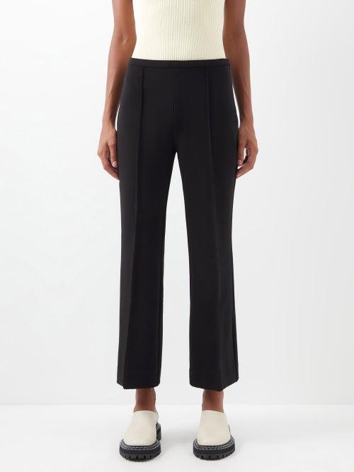 Proenza Schouler White Label - Cropped Crepe Flared-leg Trousers - Womens - Black