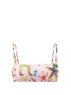 Matchesfashion.com Versace - Trsor De La Mer-print Bandeau Bikini Top - Womens - Pink Multi