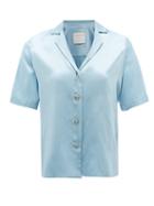Matchesfashion.com S.a.r.k - Ring-pull Short-sleeved Silk Shirt - Womens - Light Blue