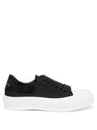 Mens Shoes Alexander Mcqueen - Deck Canvas And Suede Trainers - Mens - Black White
