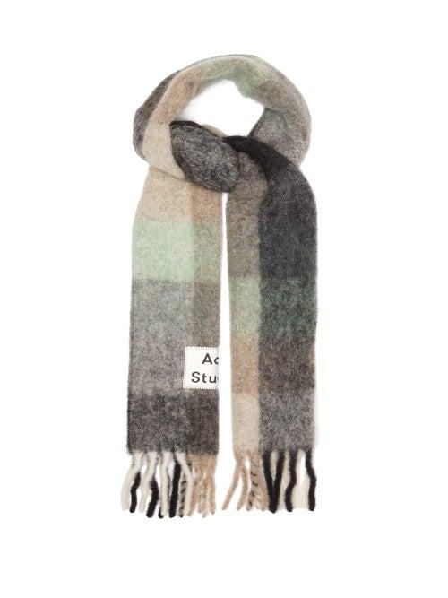 Matchesfashion.com Acne Studios - Vally Checked Scarf - Womens - Grey